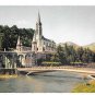 France Lourdes Cathedral Basilique et Gave Bridge River Vtg IRIS Postcard