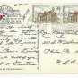 France Lourdes Cathedral Basilique et Gave Bridge River Vtg IRIS Postcard