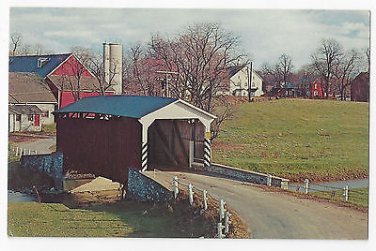 PA Covered Bridge Landis Mill Conestoga Creek Vtg Lancaster County Postcard