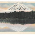 WA Mt Ranier Mirrored in Lake Spanaway Vtg Linen National Park Postcard Washington WA Mt Ranier Mirrored in Lake Spanaway Vtg Linen National Park Postcard Washington