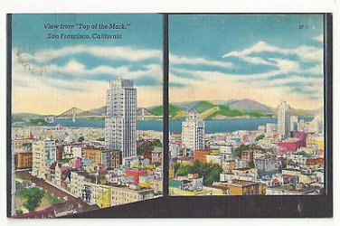 CA San Francisco View from Top of the Mark 1953 Vintage Linen Postcard