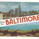 MD Baltimore Greetings Skyline and Cannons Fort McHenry Dual View Vtg Postcard