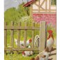 Easter Wishes Chickens Rooster Fenced Yard Embossed Postcard Vintage Posted 1911
