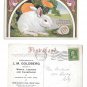 Easter Greetings Advertising LM Goldberg Wines NY Art Nouveau Embossed Rabbit Postcard