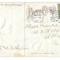 St Patricks Day Lady Harp Pretty Girl Shamrock Vintage Embossed Silver Gilt Postcard