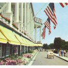 MI Michigan Grand Hotel Mackinac Island Tandem Carriage Front Drive Flags 1960 Postcard