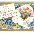 Greetings Remembrance Embossed Vintage Postcard Gilt Clover Forget Me Nots 1910 Greetings Remembrance Embossed Vintage Postcard Gilt Clover Forget Me Nots 1910