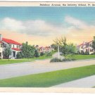 Fort Benning Georgia Rainbow Ave Infantry School Military Vintage linen Postcard