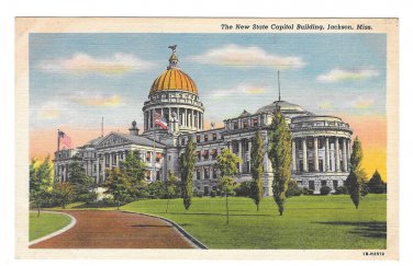 Jackson Mississippi MS New State Capitol Building Vintage Curteich Linen Postcard