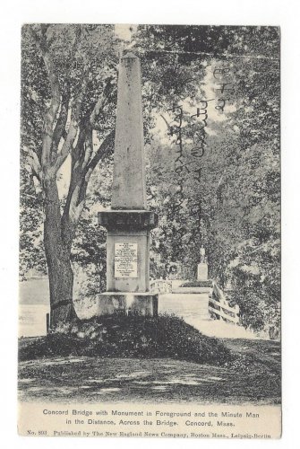 Concord MA Old North Bridge Monument Minute Men Vintage UDB Postcard