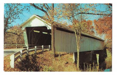 Old Covered Bridge over Sugar Creek Darlington IN Vintage Indiana Postcard