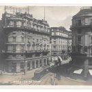 Roma Italy RPPC Via del Tritone Trolley Cars Trams Vtg Real Photo Postcard