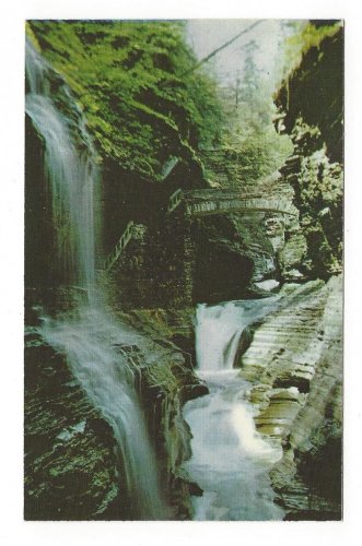 Rainbow Falls Watkins Glen NY Waterfalls Vintage Arthur H Richards Postcard