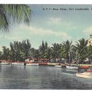 Fort Lauderdale FL New River Boats Yachts Dock Champ Carr Hotel 1950 Linen Postcard