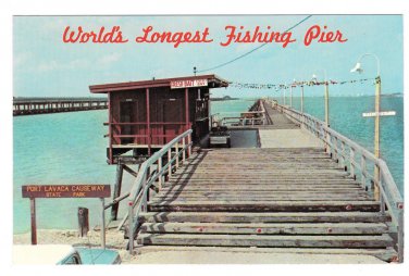 TX Port Lavaca Causeway State Park Worlds Longest Fishing Pier Vtg Postcard
