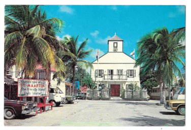 Netherland Antilles St Maarten Post Office Court house Philipsburg 1979 Postcard 4X6