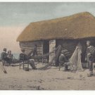 France Etretat Une Caloge Cabin Hut Fishing Boat Nets Vtg Tinted Postcard c 1910