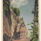WY Yellowstone National Park WY Overhanging Cliff Near Tower Fall Vintage Haynes Linen Postcard