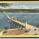 Seattle WA Lake Washington Floating Bridge 1942 Vintage Curteich Linen Postcard