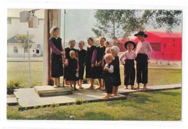 Amish Children Old Water Pump Pennsylvania Dutch Country Vincent Tortora Vintage Postcard
