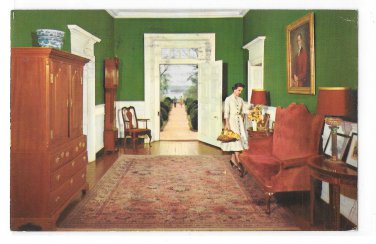 Williamsburg VA Berkeley Plantation Colonial Entrance Room Vintage Postcard