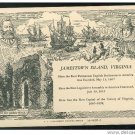 Virginia Jamestown Island VA Government Postcard was attached to entrance ticke