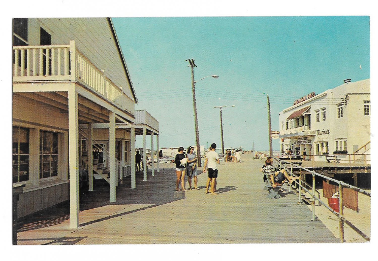 NJ Boardwalk Scene Avalon New Jersey Vintage Postcard