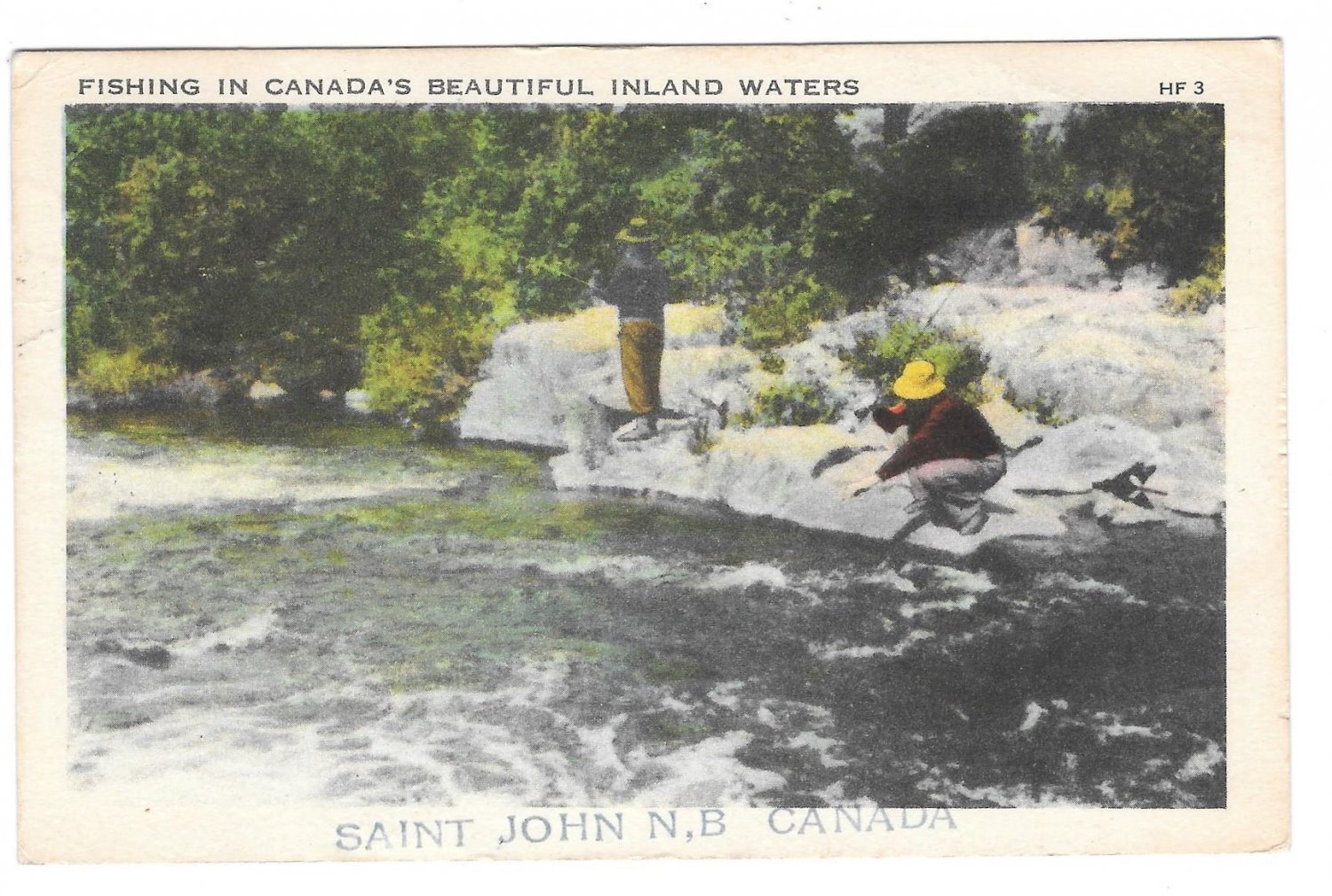 Fishing in Canada Inland Waters Saint John New Brunswick Vintage Postcard