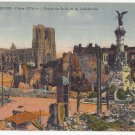 WWI Reims France Place d'Erlon after bombardment Fountain Cathedral Postcard WWI Reims France Place d'Erlon after bombardment Fountain Cathedral Postcard