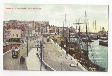 UK England Kent Ramsgate Front and Harbour Boats Masts Vtg c1910 Tuck Postcard