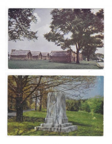 Valley Forge National Park PA Camp Site Log Cabins Marker Washingtons First Marquee 2 Postcards