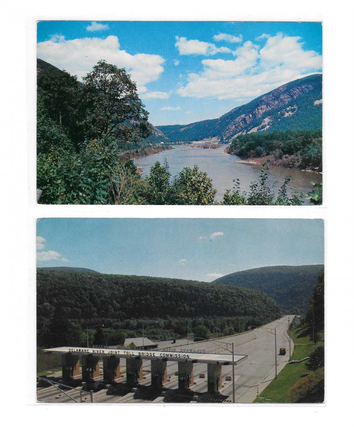 Delaware River Water Gap PA View North Toll Booth I80 Pocono Mts 2 Postcards