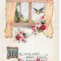 Romance Birds Blue Jays Roses in Window RVintage Embossed 1916 B B London Postcard