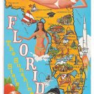 FL Florida Map Illustrated Cities Bathing Beauties Sunshine State Vntg Postcard