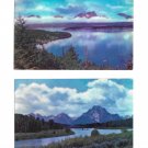 WY Snake River Tetons Jackson Hole Country Boating Fishing 2 Vtg Postcards