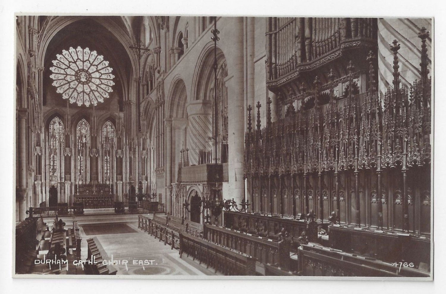 UK England Durham Cathedral Choir Looking East Photochrom Vintage Postcard