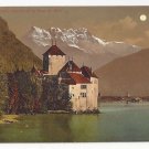 Switzerland Chillon Castle Chateau Dents du Midi Night Vtg Postcard c1910