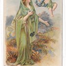 Christian Symbol Virtue of Hope Angel with Anchor Embossed Litho Religion Postcard