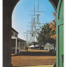 Mystic Seaport CT Charles W Morgan Sailing Ship Whaler thru Fishtown Chapel Door Postcard
