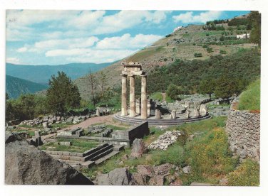 Greece Delphi Tholos Marmaria Temple Athena Pronoia Terrace Vtg Postcard 4X6