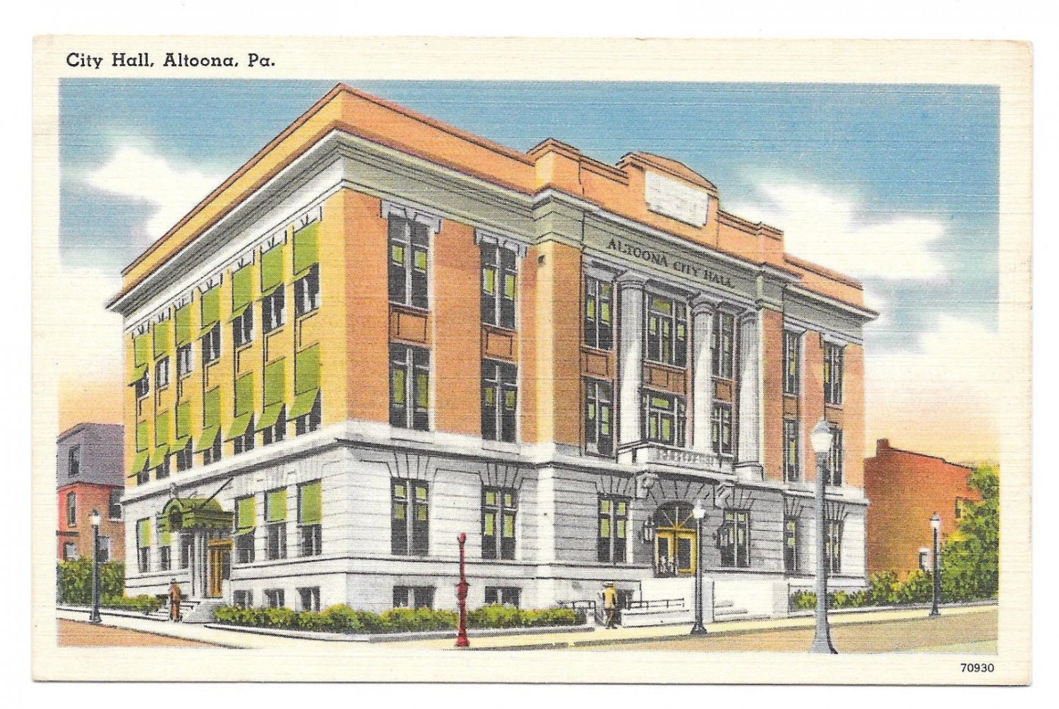PA Altoona Pennsylvania City Hall Tichnor Vintage Linen Postcard