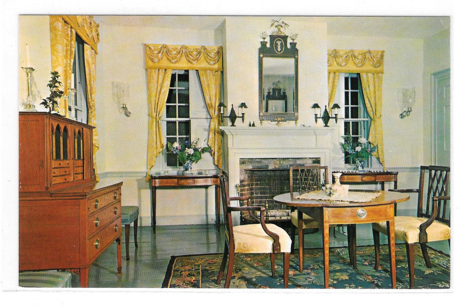 MA Deerfield Wright House Supper Room Historic Massachusett Home Vintage Postcard