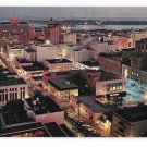CA Downtown San Diego at Night Aerial Birds Eye View Lights Vintage 1950s Postcard