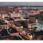 CA Downtown San Diego at Night Aerial Birds Eye View Lights Vintage 1950s Postcard