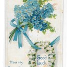 Greetings Good Luck Horseshoe Forget Me Not Flowes Embossed Vintage Winsch Back Postcard Greetings Good Luck Horseshoe Forget Me Not Flowes Embossed Vintage Winsch Back Postcard