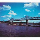 La Crosse WI Mississippi River Cruisers Anchored at Yacht Club Interstate Bridge Vintage Postcard