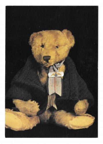 Dressed Stuffed Teddy Bear Bruin Toy Doll Caroline Irwin Vintage 1986 4X6 Postcard