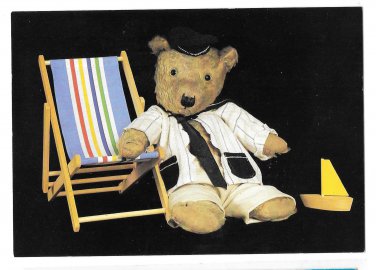 Dressed Stuffed Teddy Bear Teddy Toast Beach Chair Caroline Irwin Vntg 1986 4X6 Postcard