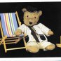 Dressed Stuffed Teddy Bear Teddy Toast Beach Chair Caroline Irwin Vntg 1986 4X6 Postcard