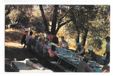 CA Warner Springs Guest Ranch Breakfast Ride Chow on the Trail Vintage California Postcard